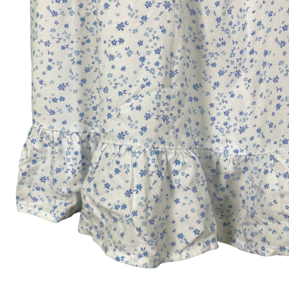 Hollister‎ Babydoll Mini Sundress White Blue Ditsy Floral Lined Ruffle (Size L) - Picture 7 of 14